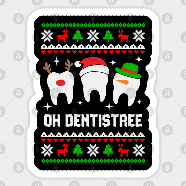 Oh Dentistree Christmas Dentist Teeth Tree T-Shirt Sticker by Hobbybox